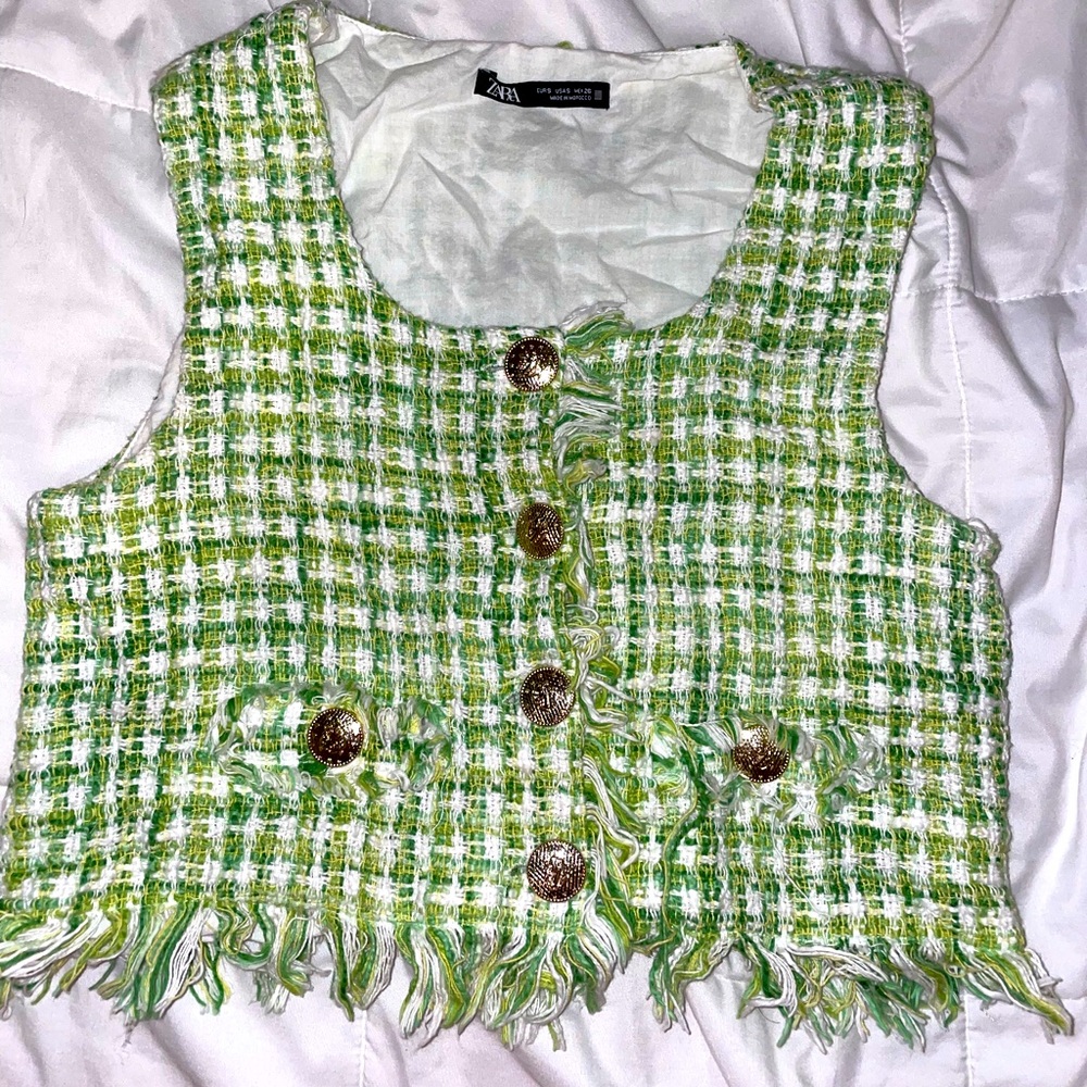 Zara Tweed Button Top
